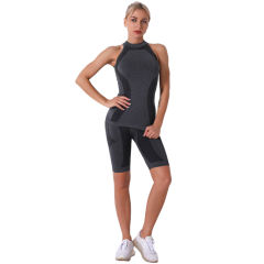 Dark Gray Seamless Sleeveless Tank Sports Set TQE00136-26