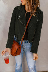 Buckle Belted Zip Up Corduroy Jacket LC8512435-9