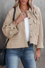Khaki Waffle Knit Thermal Shacket LC8512529-16