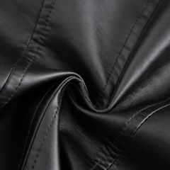 Black Stand Collar Zipper Detail PU Leather Jacket TQK280094-2
