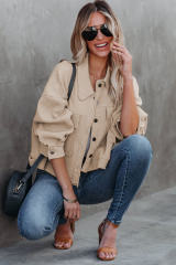 Khaki Waffle Knit Thermal Shacket LC8512529-16