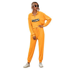 Yellow Zipper Up Leopard Detail Sweatshirt with Pant Set TQK710222-7