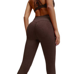 Coffee Front Criss-cross Bra with Pant Yoga Set TQE91346-15