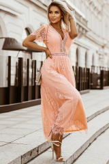 Pink Fill Your Heart Lace Maxi Dress LC611316-10