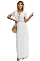 White Fill Your Heart Lace Maxi Dress LC611316-1