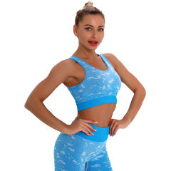 Blue Camo Print Sports Bra with High Waist Pant Set TQE00132-5