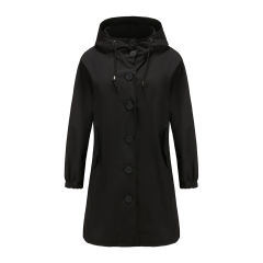 Black Weatherproof Hooded Outdoor Rainproof Coat TQK280160-2