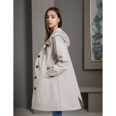 Light Gray Weatherproof Hooded Outdoor Rainproof Coat TQK280160-25