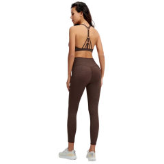 Coffee Front Criss-cross Bra with Pant Yoga Set TQE91346-15