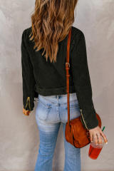 Buckle Belted Zip Up Corduroy Jacket LC8512435-9