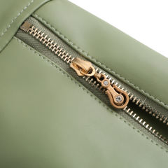 Light Green Stand Collar Zipper Detail PU Leather Jacket TQK280094-28