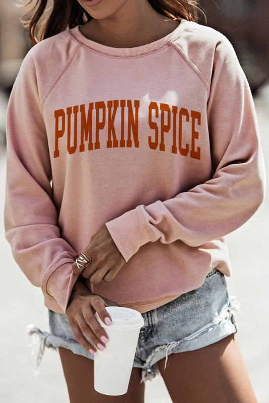 Pink PUMPKIN SPICE Reglan Sleeve Sweatshirt