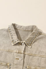 Flaxen Rivet Studded Pocketed Denim Jacket
