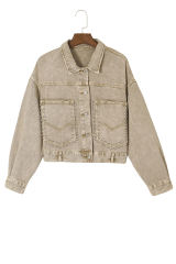 Flaxen Rivet Studded Pocketed Denim Jacket