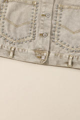 Flaxen Rivet Studded Pocketed Denim Jacket