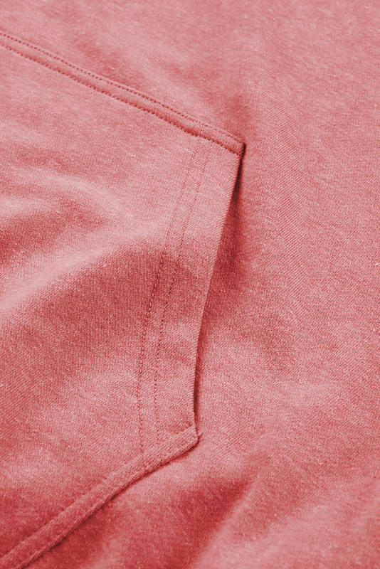 Red  Mineral Wash Kangaroo Pocket Drawstring Pullover Hoodie