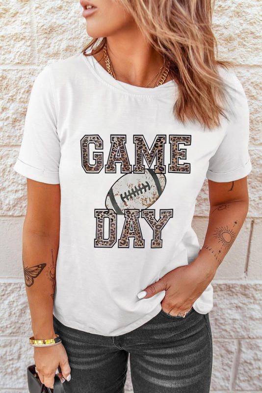 White Leopard GAME DAY Monograms T-shirt