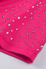 Rose Rhinestone Allover Round Neck Short Sleeve Bodysuit LC6421365-6