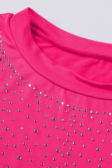 Rose Rhinestone Allover Round Neck Short Sleeve Bodysuit LC6421365-6