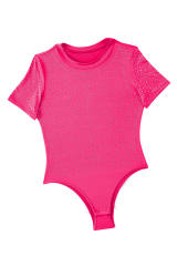 Rose Rhinestone Allover Round Neck Short Sleeve Bodysuit LC6421365-6