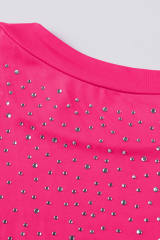 Rose Rhinestone Allover Round Neck Short Sleeve Bodysuit LC6421365-6