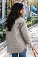 Beige 4 Big Pockets Quilted Button Down Puffer Coat