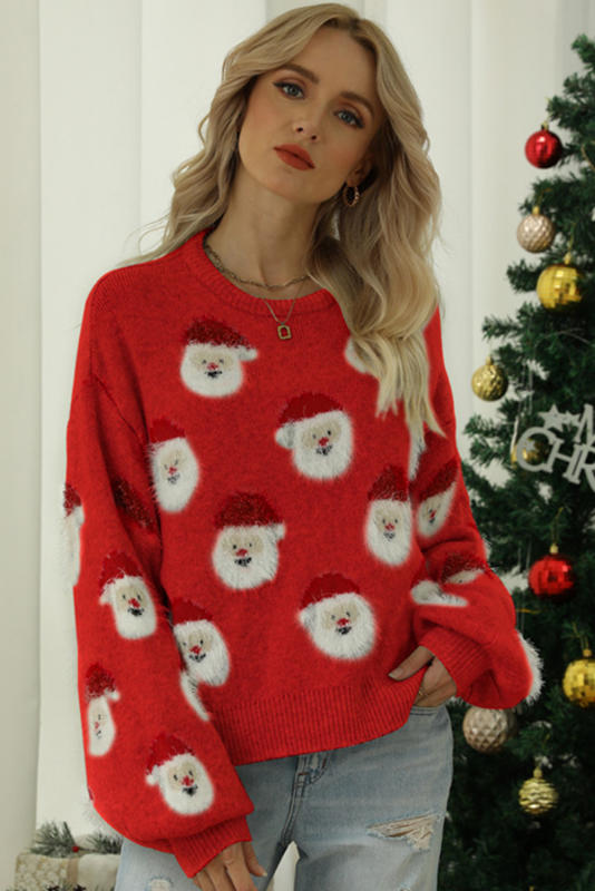 Red Christmas Santa Claus Pullover Sweater