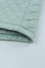 Green Quilted Pocketed Zip-up Cropped Jacket