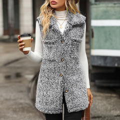 Black Double-sided Velvet Button Vest Jacket
