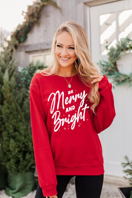 Red Be Merry And Bright Christmas Graphic Sweatshirt