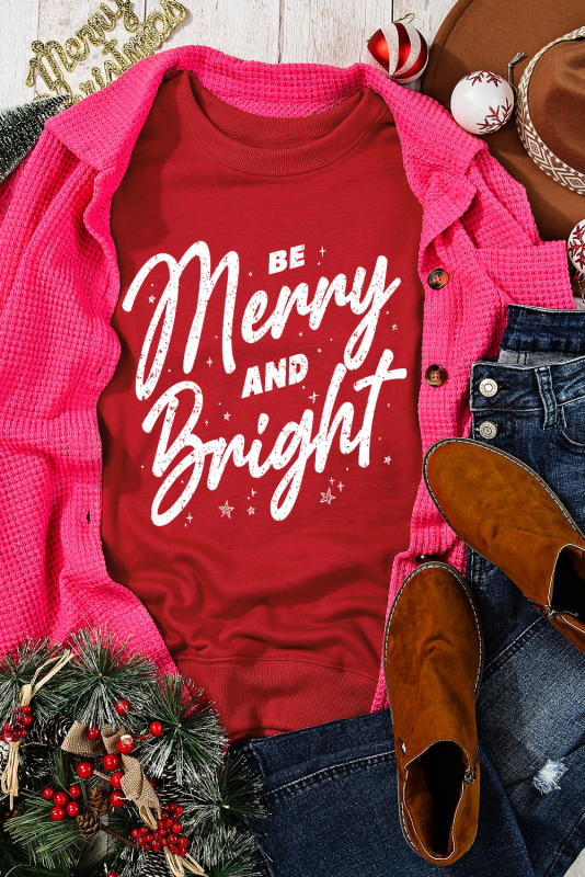 Red Be Merry And Bright Christmas Graphic Sweatshirt
