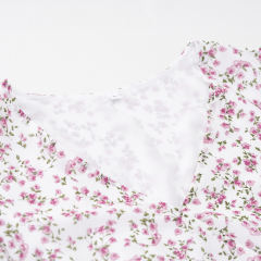 White V Neck Ruffle Detail Long Sleeve Floral Dress