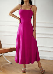 Purple Back Crisscross Spaghetti Straps Long Dress
