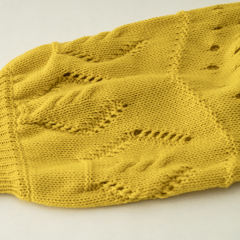 Yellow Polo V Neck Long Sleeve Knit Sweater