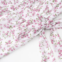 White V Neck Ruffle Detail Long Sleeve Floral Dress