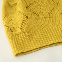 Yellow Polo V Neck Long Sleeve Knit Sweater