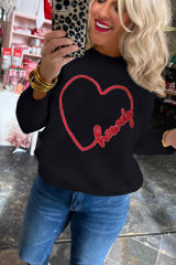 Black Holly Jolly Round Neck Casual Sweater