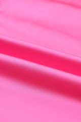 Pink Satin Puff Long Sleeve Crewneck Blouse