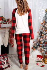 Red Christmas Tree Buffalo Plaid Print Two Piece Lounge Set