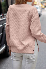 Pale Chestnut Solid Button Detail Drop Shoulder Sweatshirt