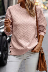 Pale Chestnut Solid Button Detail Drop Shoulder Sweatshirt