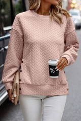 Pale Chestnut Solid Button Detail Drop Shoulder Sweatshirt
