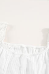 White Solid Swiss Dot Ribbed Puff Sleeve Bodysuit