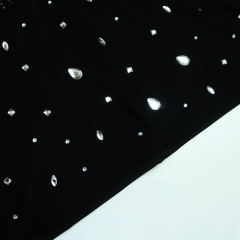 Black Tasseled Rhinestone Halter Club Bodycon Dress