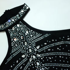 Black Tasseled Rhinestone Halter Club Bodycon Dress