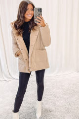 Khaki Double Wear Reversible Fleece Puffer Jacket