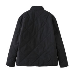 Black Stand Neck Button-down Pocket Casual Coat