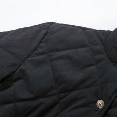 Black Stand Neck Button-down Pocket Casual Coat