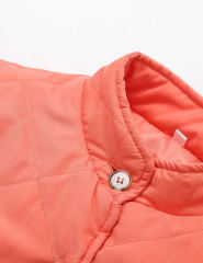 Orange Stand Neck Button-down Pocket Casual Coat