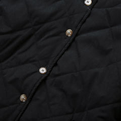 Black Stand Neck Button-down Pocket Casual Coat